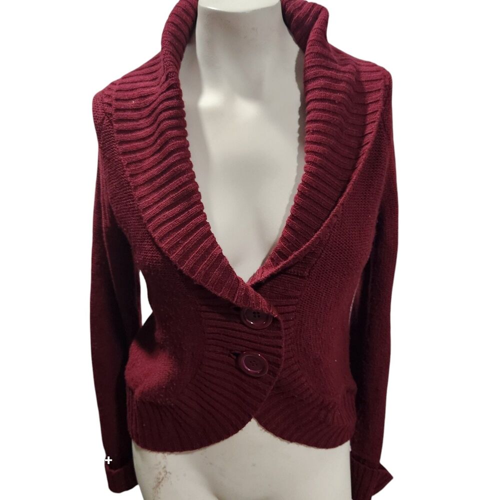 Say What! Cranberry Cardigan XL Academia‎ Office Career Y2K Chunky School Work